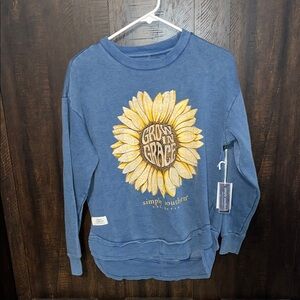 🔥Simply Southern Blue Pullover with Yellow Sunflower "Grow in Grace"